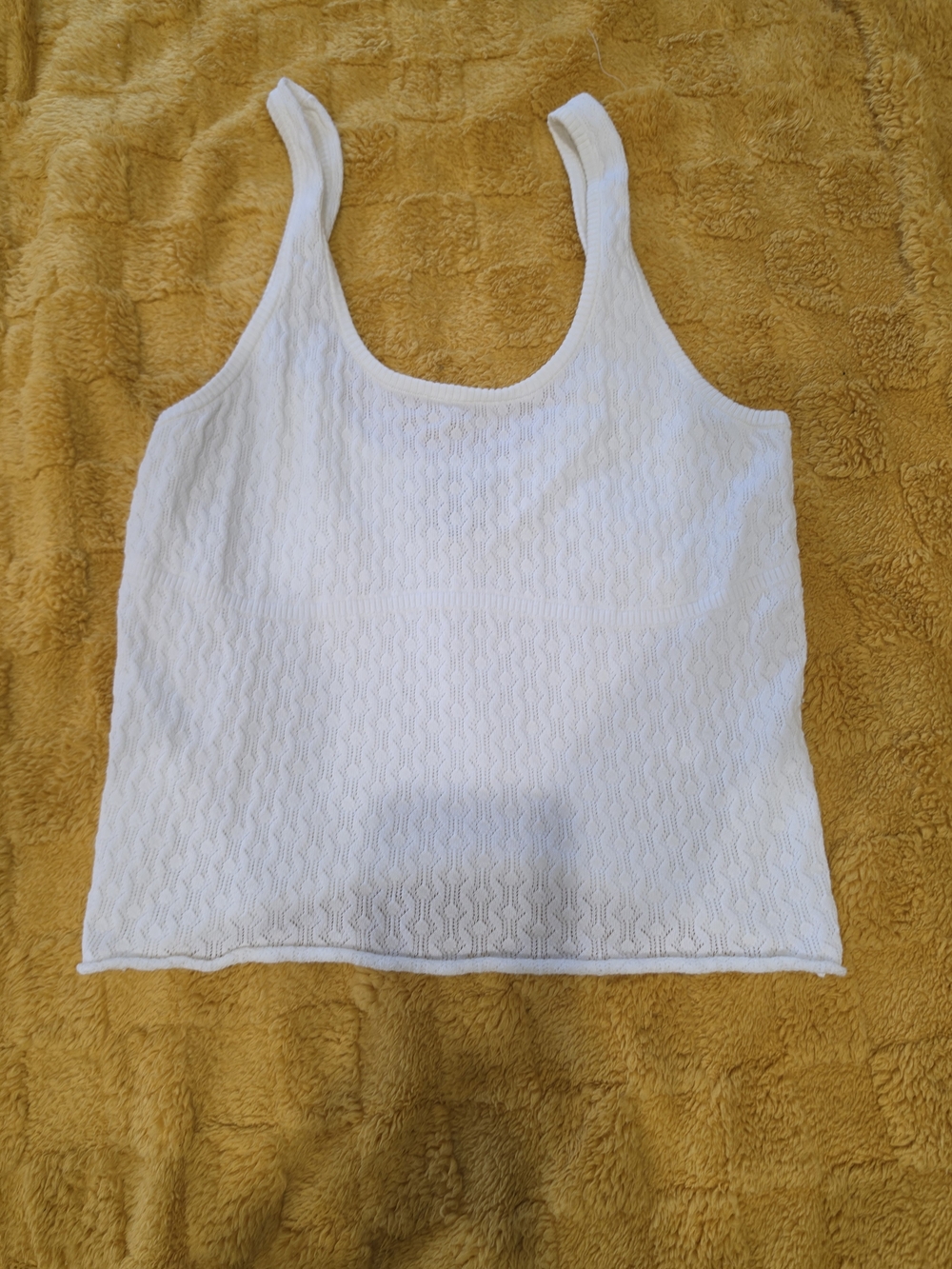 Your Favorite by PacSun White Pointelle Knit Tank Top 100% Cotton XL